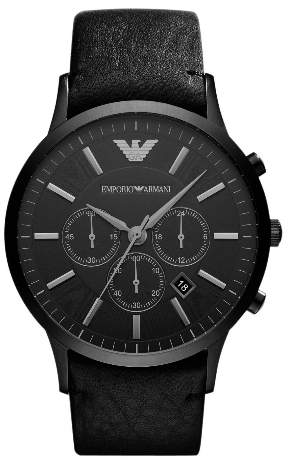 Đồng hồ Emporio Armani Men's Chronograph Black Leather Watch, 46mm AR2461 ✓  