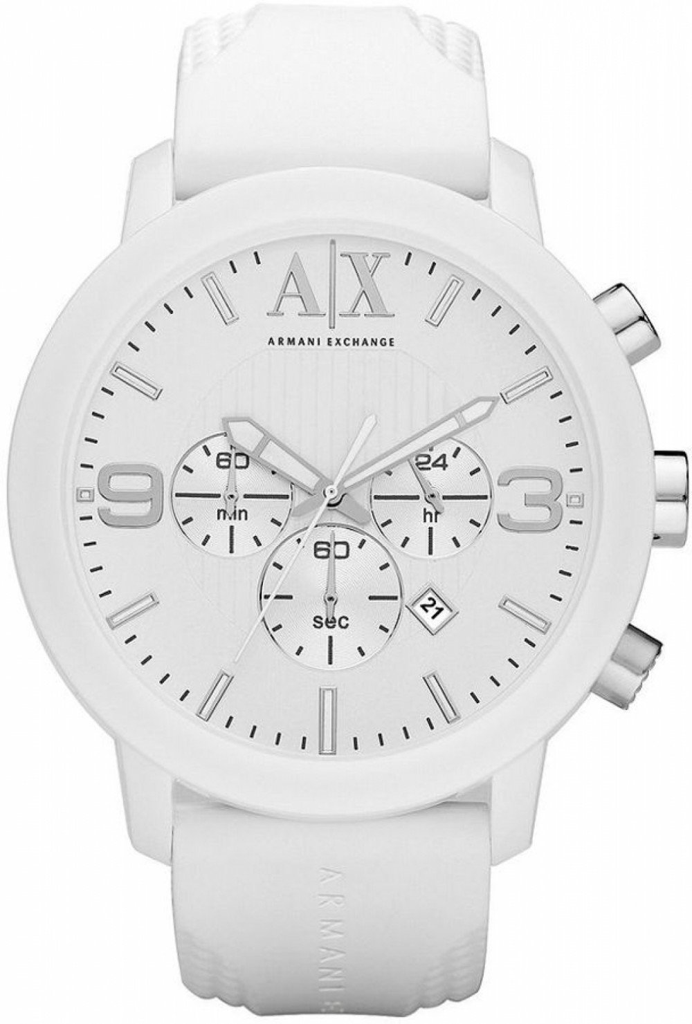 Đồng hồ A|X Armani Exchange Watch, Men's Chronograph White Silicone Strap  50mm ✓ 