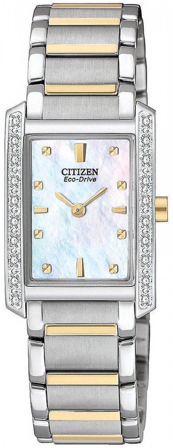 Đồng hồ CITIZEN Ladies' Eco-Drive Two-Tone Silver & Gold Watch with  Diamonds, 30mm x 20mm ✓ 