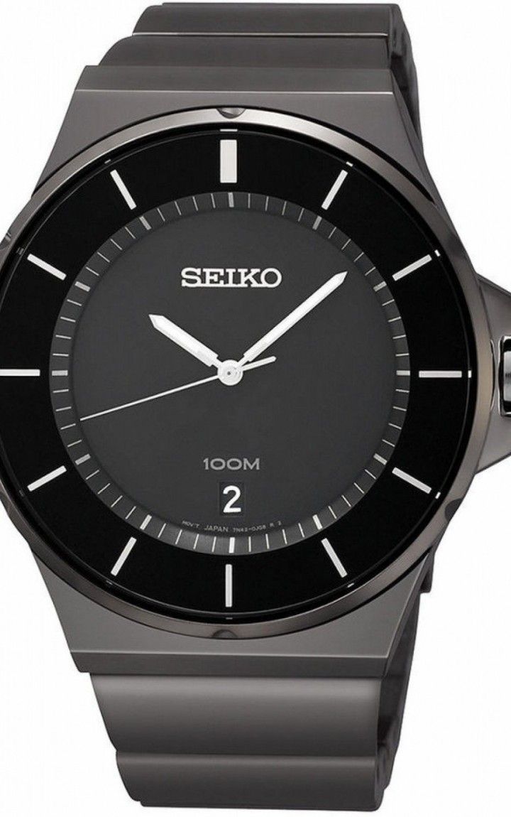Đồng hồ Seiko Watch, Men's Black Ion Finish Stainless Steel Bracelet 42mm ✓  
