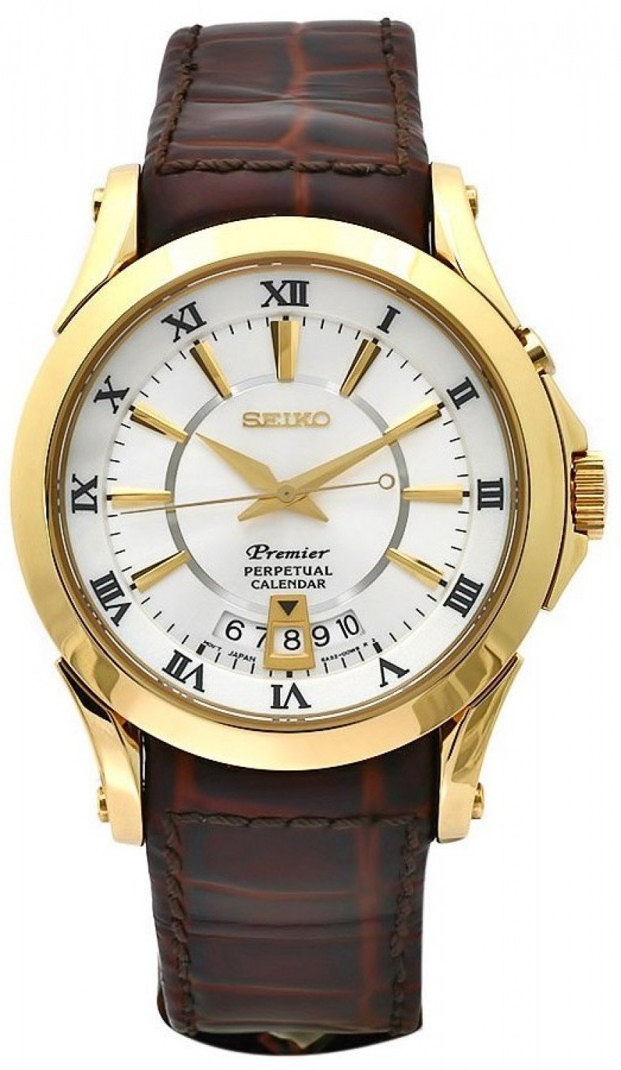 Đồng hồ Seiko Men's Premier Brown Leather Perpetual Calendar Watch 40mm ✓  