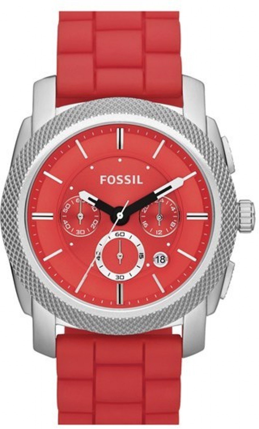 Đồng hồ Fossil 'Machine' Chronograph Silicone Strap Watch, Red 45mm ✓  